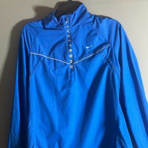 Nike Livestrong Half Zip Royal Blue Windbreaker Jacket Size Medium XL